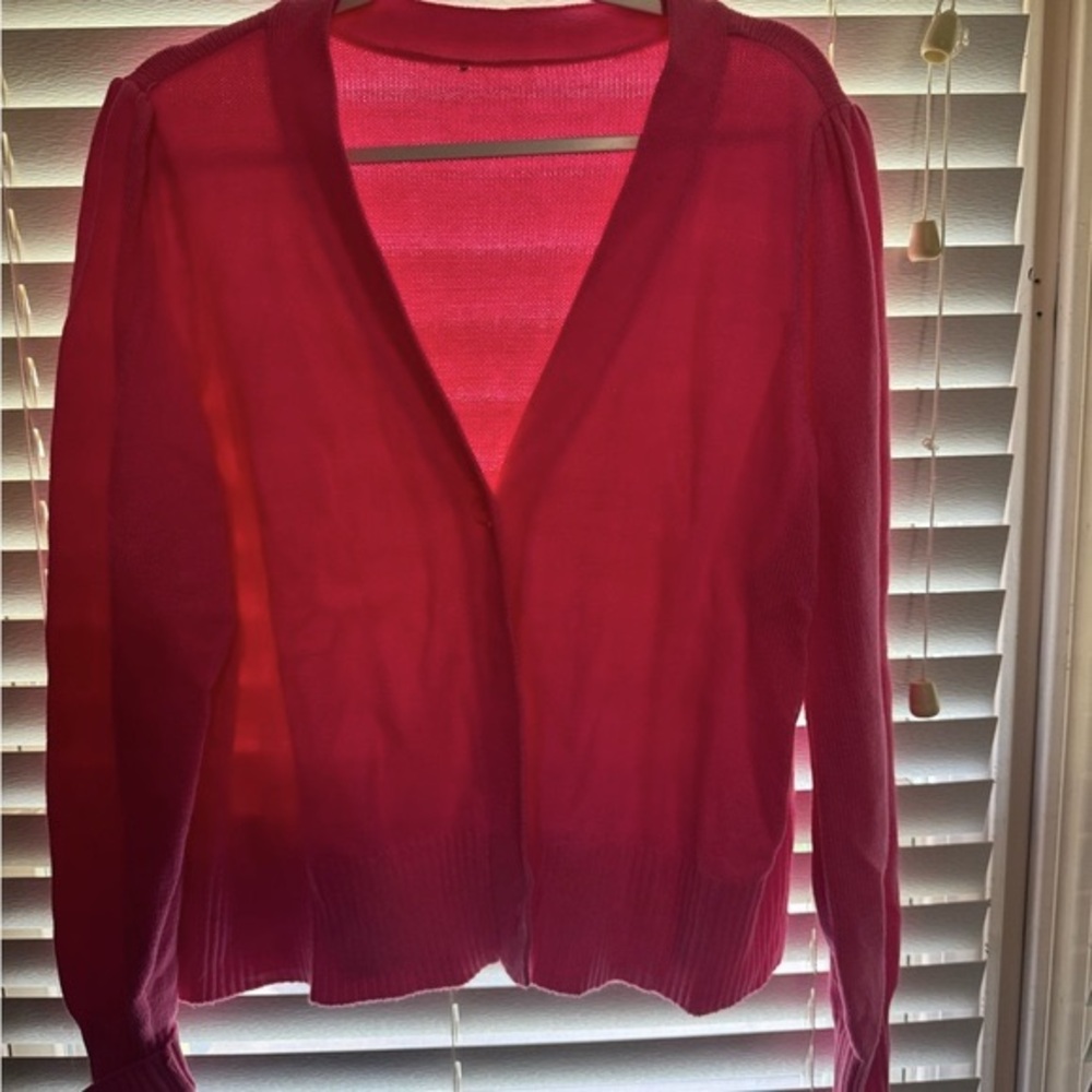 Bubble Gum Pink Cardigan with tufted shoulder